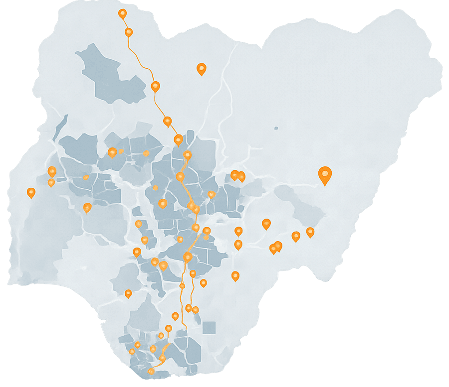 Nigerian map in grayscale